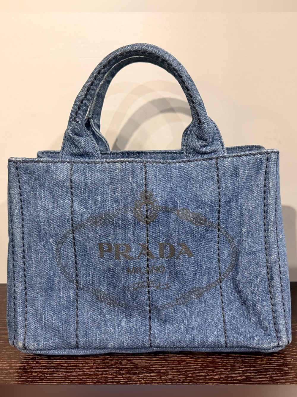 Prada Canapa Blue Denim Mini Tote - Like New!